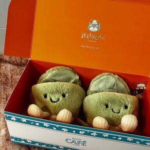 Jellycat Shanghai AMUSEABLES OOL & ONG TEACUPS with pin, sticker, box and bag